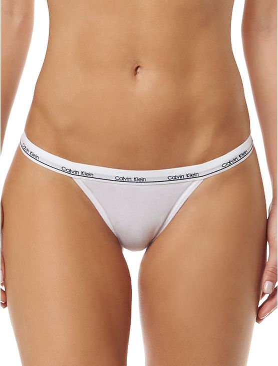 Kit 2 Calcinha Tanga String Calvin Klein Underwear Elástico Logo Preto E Branco Calvin Klein 