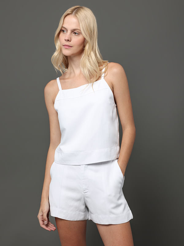 Top Feminino Linho Misto Calvin Klein Jeans - Branco