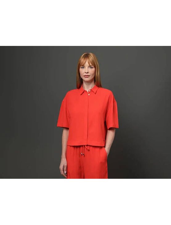 Camisa Feminina Linho Misto Calvin Klein - Vermelho Camisa Feminina Linho Misto Calvin Klein Vermelho 40