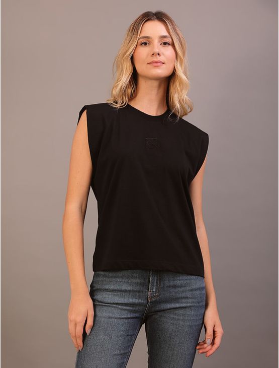 Camiseta Feminina Malha Leve Calvin Klein - Preto Camiseta Feminina Malha Leve Calvin Klein Preto m