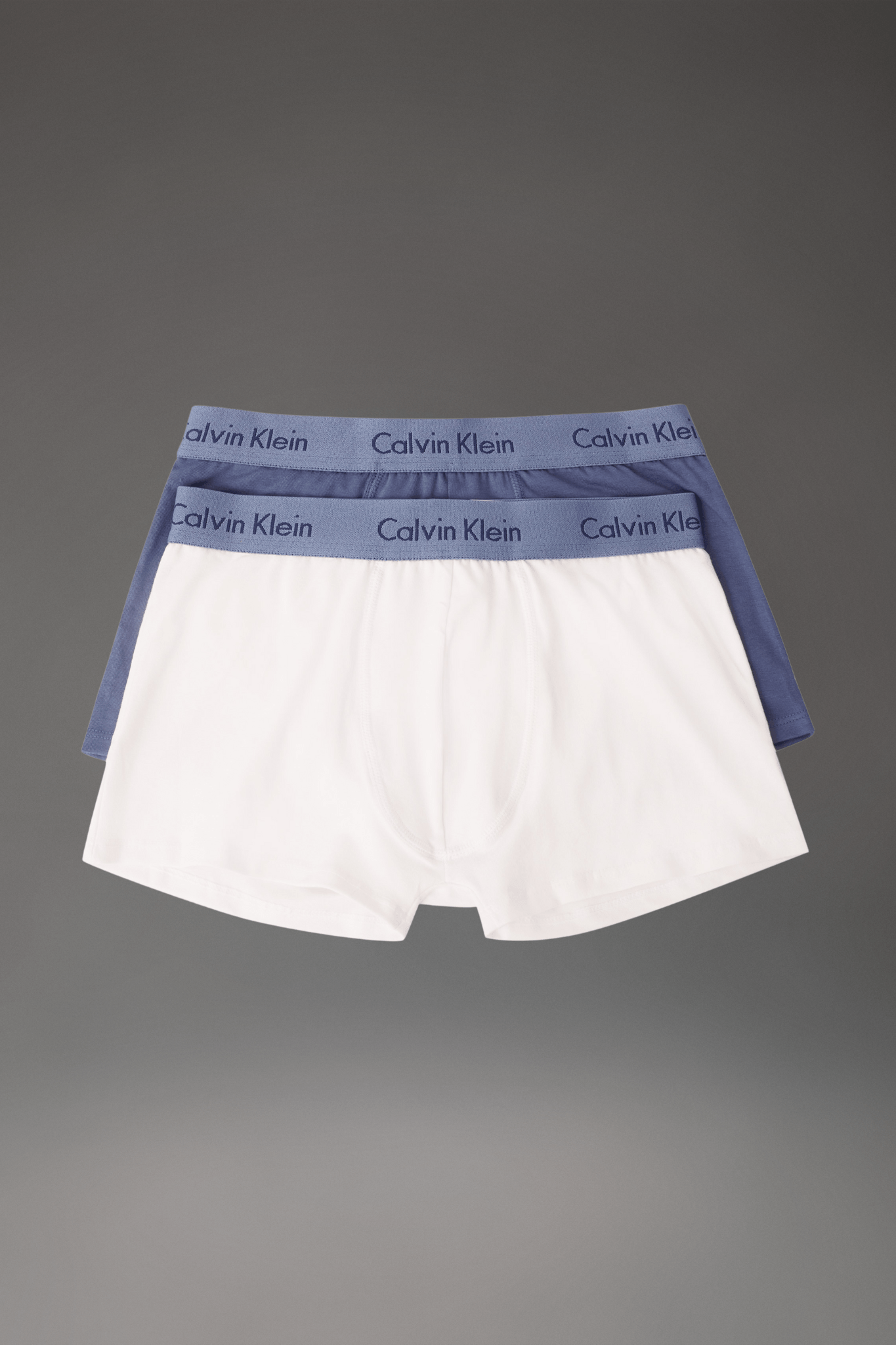Kit 2 Underwear Trunk Classic Costura Frontal Elástico Preto Cueca Infantil Calvin Klein - Azul Medio/Azul Marinho