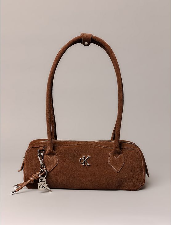 Bolsa Baguete Calvin Klein Jeans Feminino Camurça - Marrom Bolsa Baguete Calvin Klein Jeans Feminino Camurça Marrom u
