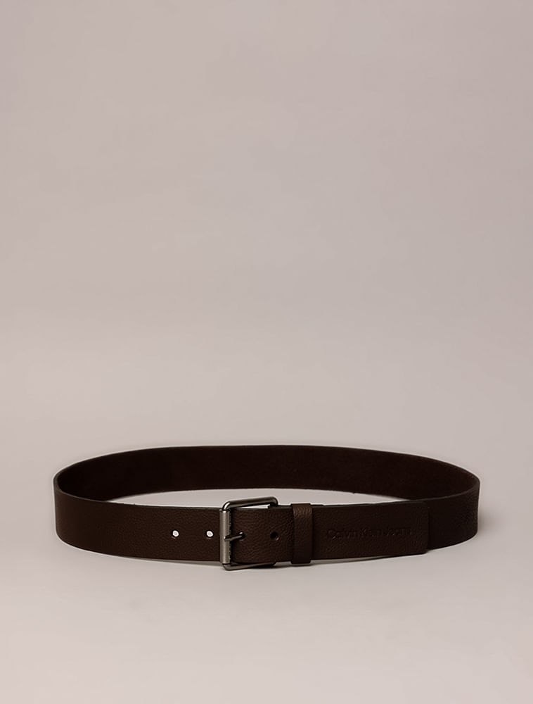 Cinto Masculino de Couro Estampa Relevo Calvin Klein Jeans - Marrom Escuro