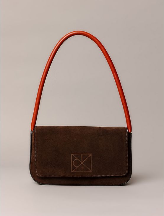 Shoulder Bag Calvin Klein Feminina Camurça Contraste - Marrom Shoulder Bag Calvin Klein Feminina Camurça Contraste Marrom u