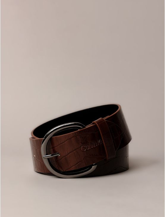 Cinto Calvin Klein Feminino Largo Croco - Marrom Cinto Calvin Klein Feminino Largo Croco Marrom p
