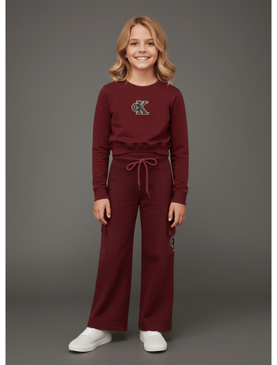 Calça Calvin Klein Jeans Menina Moletom Patch - Bordo Calça Calvin Klein Jeans Menina Moletom Patch Bordo 16