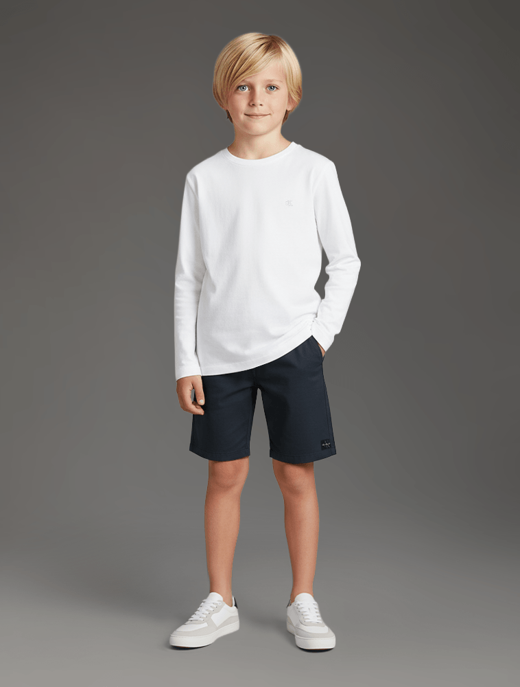 Camiseta Manga Longa Calvin Klein Jeans Menino Logotipo Bordado - Branco