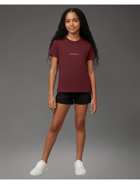 Camiseta Calvin Klein Jeans Menina Logo Calvin Klein Jeans No Peito - Bordo Camiseta Calvin Klein Jeans Menina Logo Calvin Klein Jeans No Peito Bordo 10