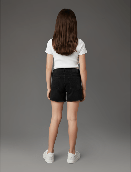 Shorts Color Menina Barras à Fio - Preto Shorts Color Menina Barras à Fio Preto 10