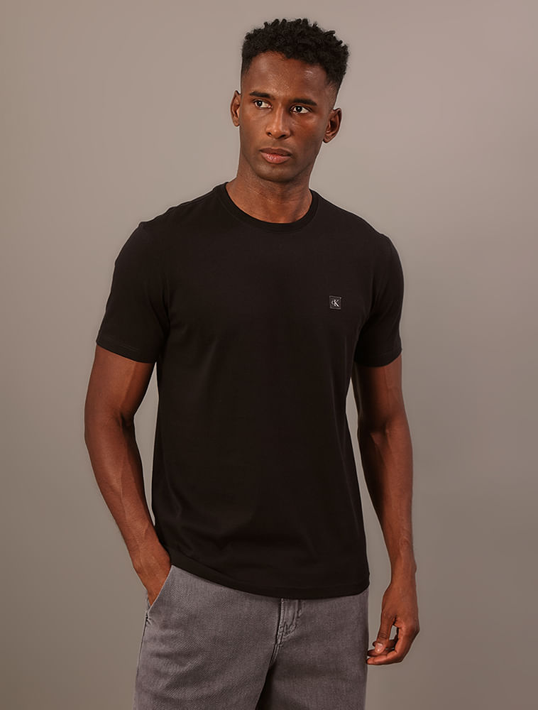 Camiseta Manga Curta Calvin Klein Jeans Masculino Patch - Preto