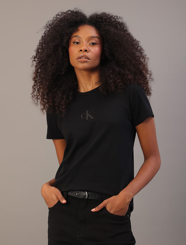 Camiseta Manga Curta Calvin Klein Jeans Rubber Patch - Preto