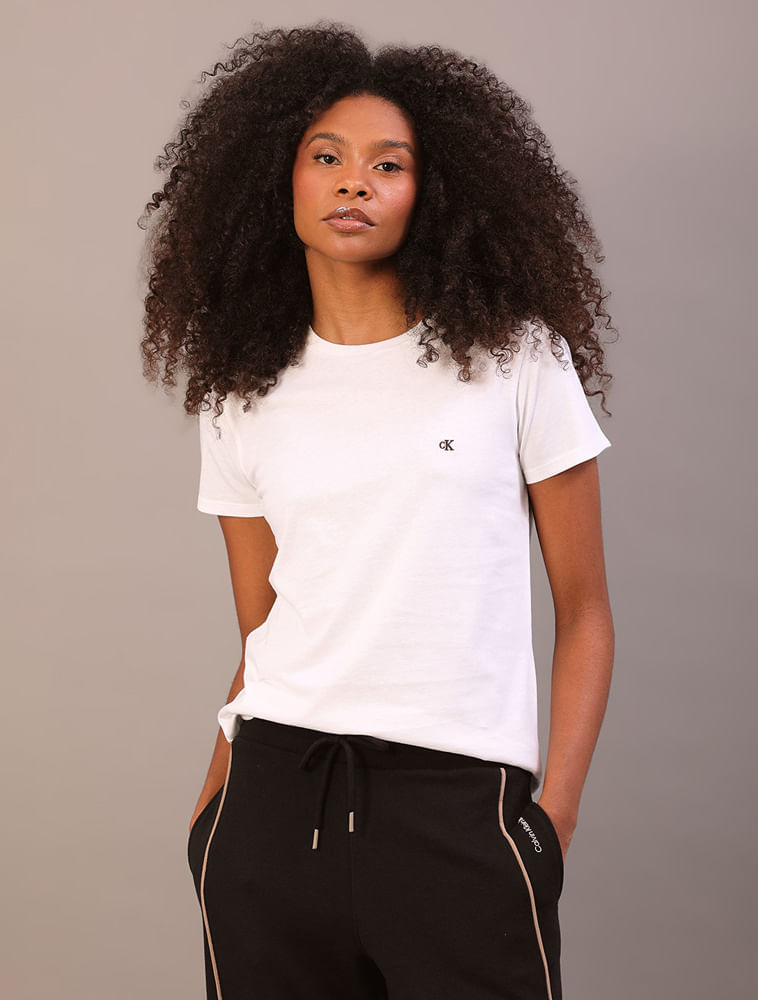 Camiseta Feminina Logo Bordado Calvin Klein Jeans - Branco 2