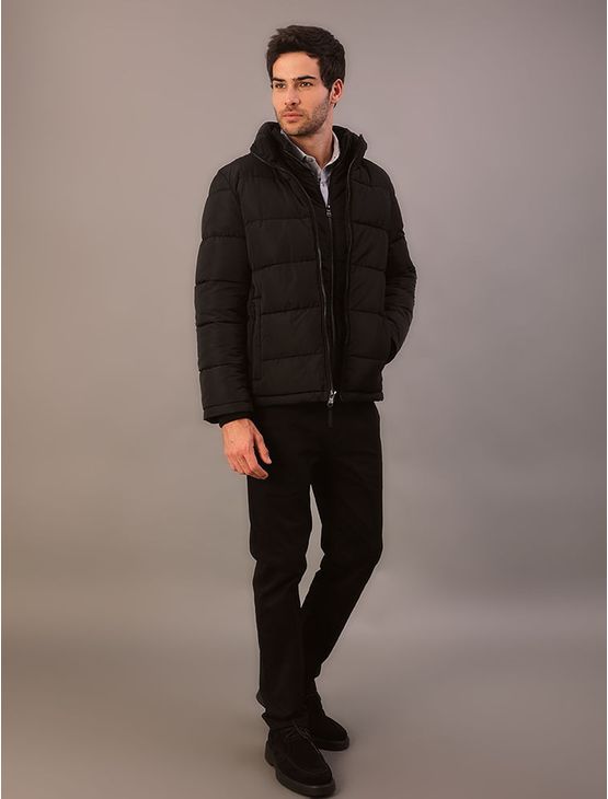 Jaqueta Calvin Klein Jeans Matelassê Com Zíper Duplo - Preto Jaqueta Calvin Klein Jeans Matelassê Com Zíper Duplo Preto Gg