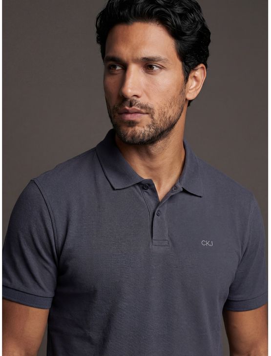 Polo Masculina Logo Bordado Calvin Klein Jeans - Marinho Polo Masculina Logo Bordado Calvin Klein Jeans Marinho Gg