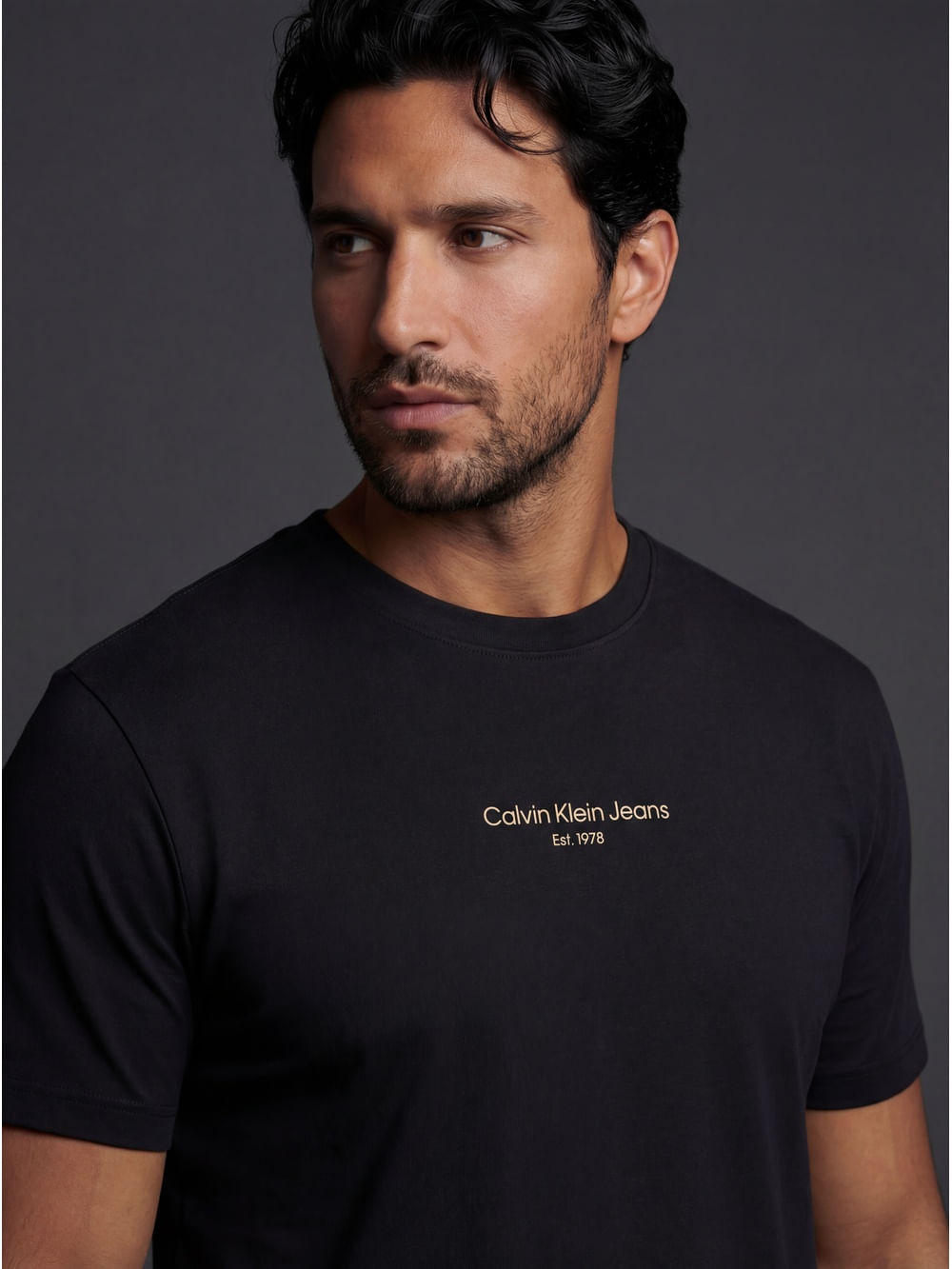Camiseta Manga Curta Calvin Klein Jeans Masculino Logo Est.1978 - Preto