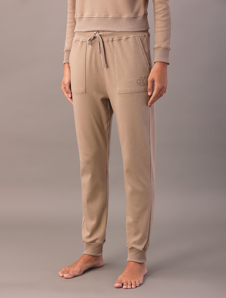 Calça Jogger Feminino Bolsos Suedine - Caqui Medio