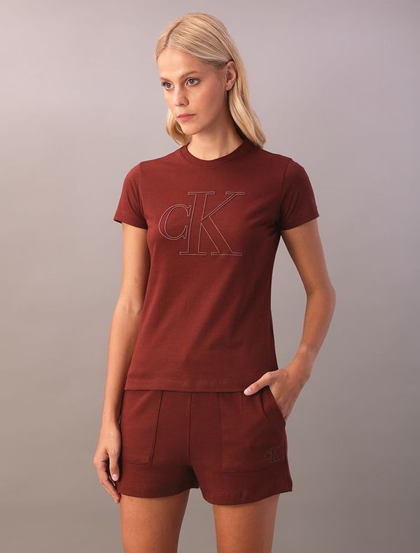 Camiseta Feminina Manga Curta Meia Malha - Bordo Camiseta Feminina Manga Curta Meia Malha Bordo g