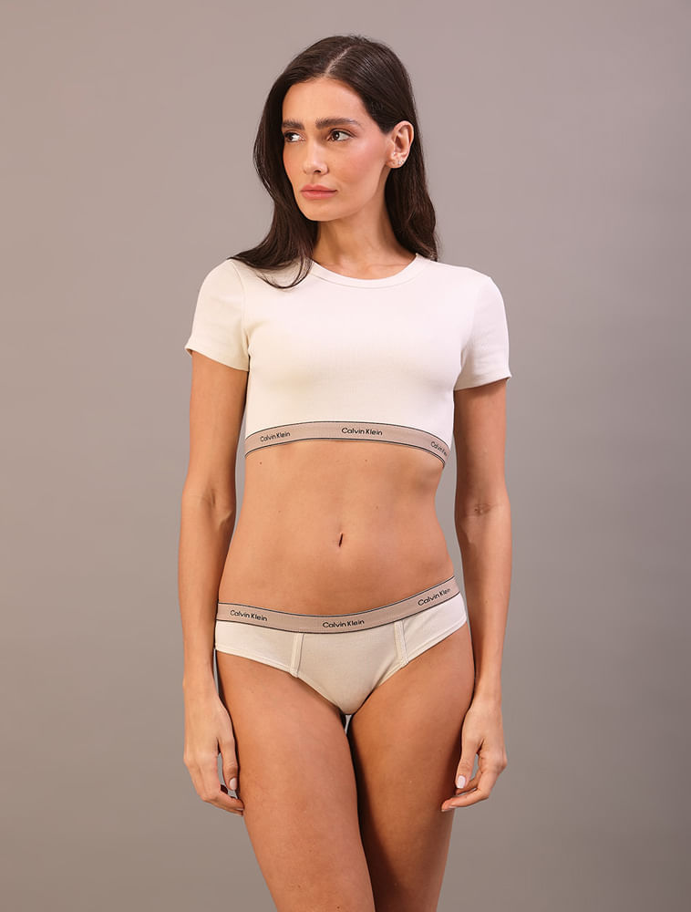 Top Manga Curta Cotton Com Elástico - Off White
