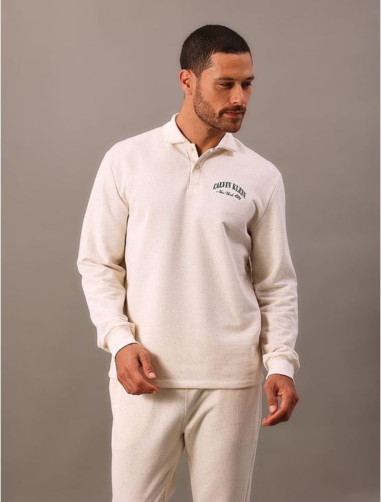 Blusão Masculino Gola Polo Linho Heritage Cre - Off White Blusão Masculino Gola Polo Linho Heritage Cre Off White Gg