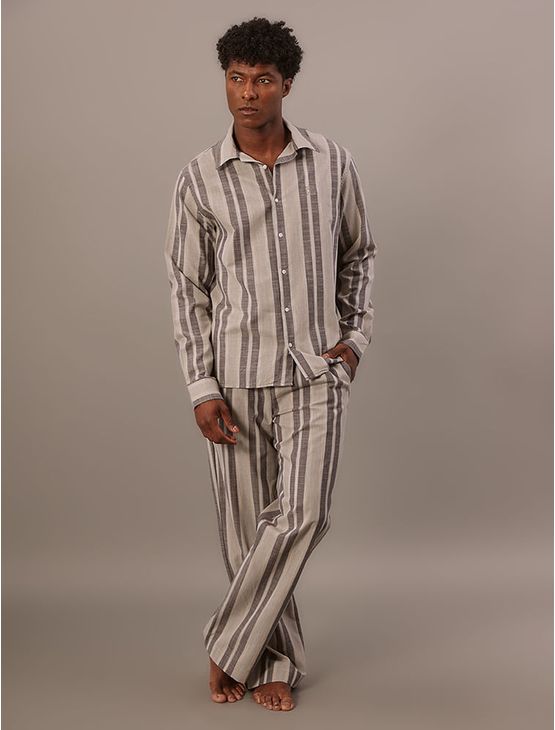 Pijama Masculino Camisa Manga Longa e Calça - Mescla Pijama Masculino Camisa Manga Longa e Calça Mescla m