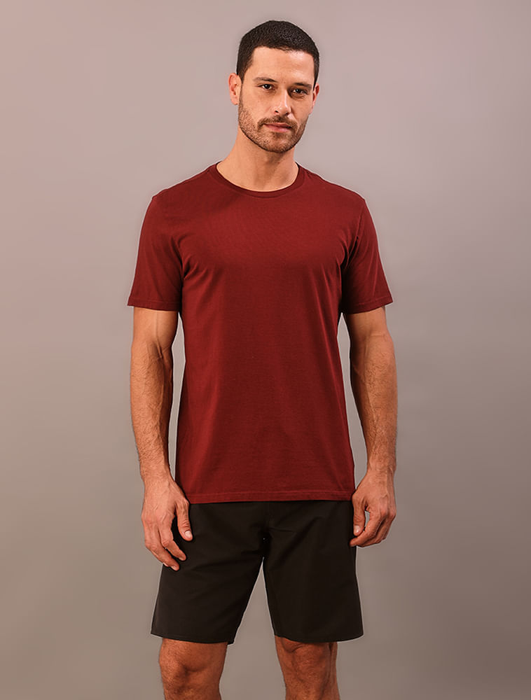Camiseta Manga Curta Swimwear Masculino Logo Costas - Bordo