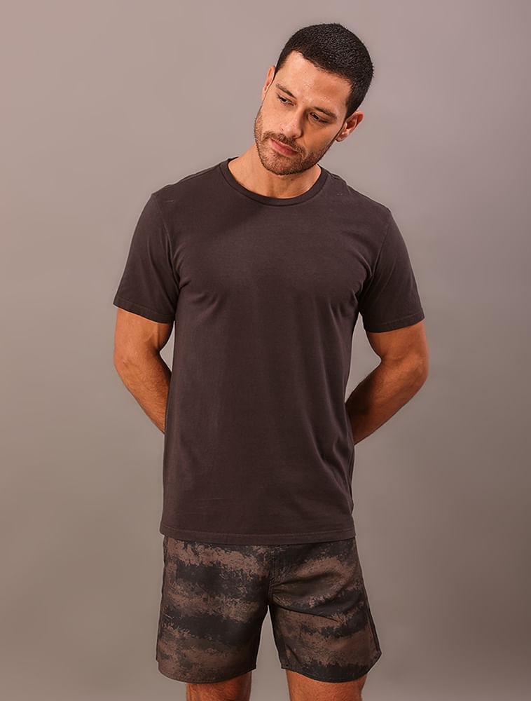 Camiseta Manga Curta Swimwear Masculino Logo Costas - Chumbo