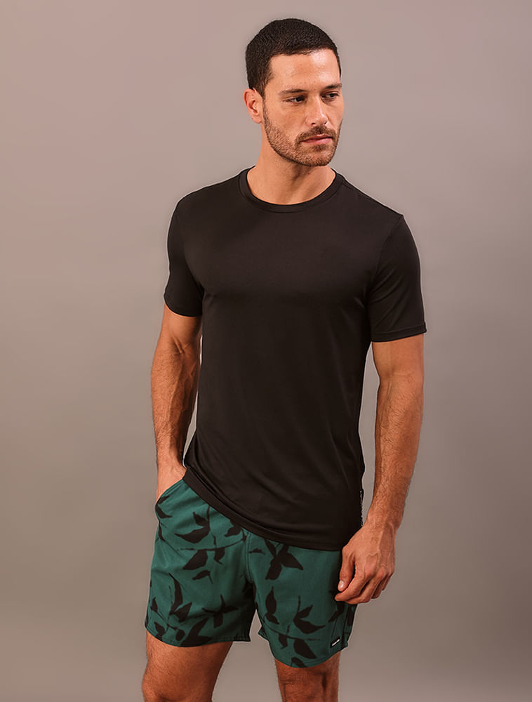 Camiseta Manga Curta Swimwear Masculino Uv - Preto