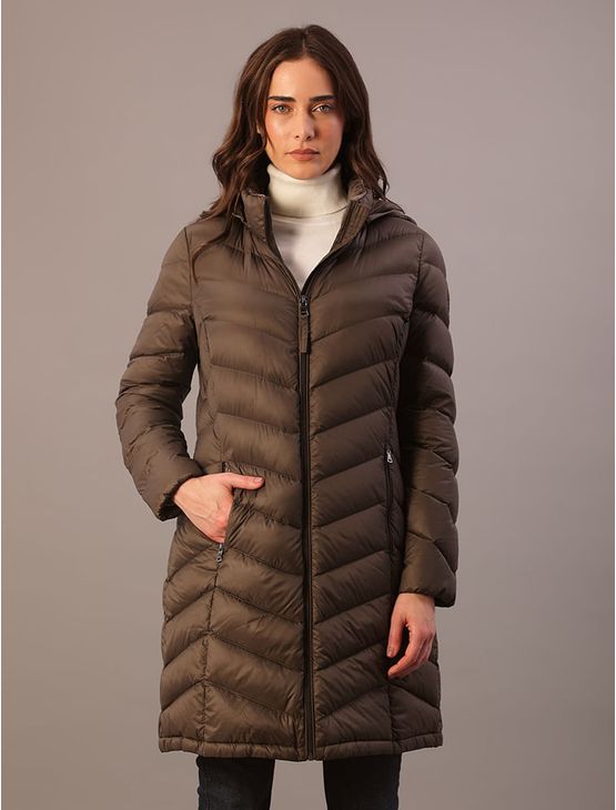 Jaqueta Calvin Klein Feminina Alongada Matelassê Capuz Remo