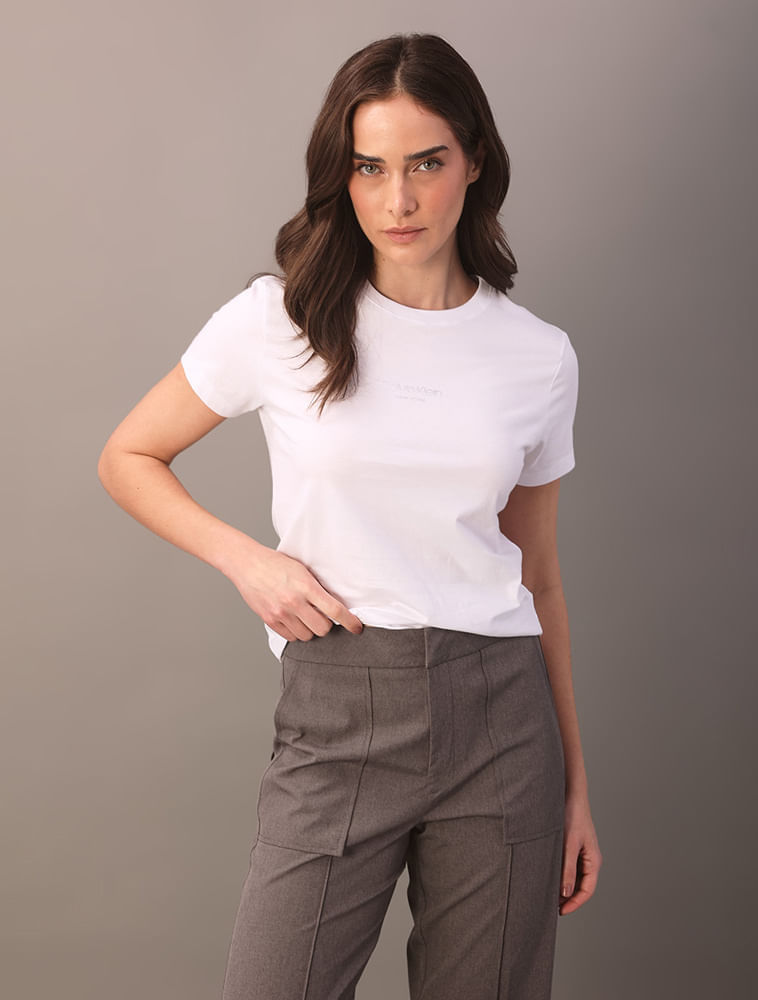 Camiseta Calvin Klein Feminina Logo Foil - Branco