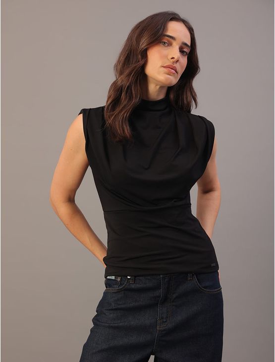 Blusa Gola Alta Calvin Klein Feminina Com Pregas