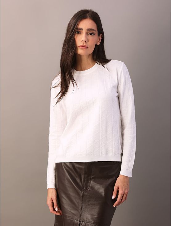Tricot Calvin Klein Feminino Com Logo Aop - Off White Tricot Calvin Klein Feminino Com Logo Aop Off White m