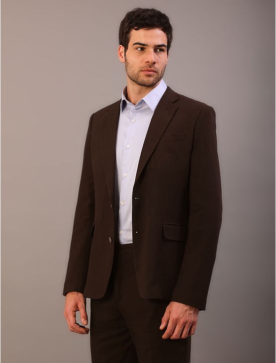 Blazer Slim Linen - Marrom Blazer Slim Linen Marrom 54