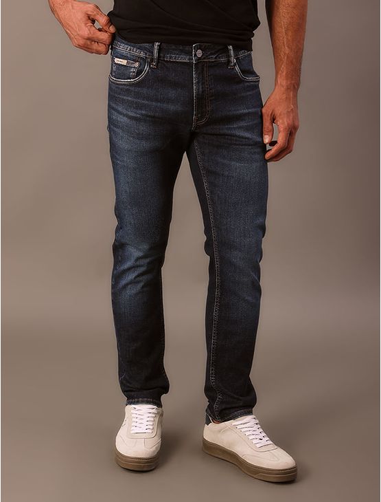 Calça Jeans Slim 5 Pockets - Azul Médio Calça Jeans Slim 5 Pockets Azul Médio 40