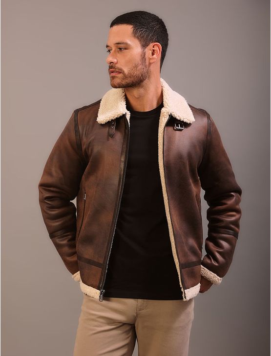 Jaqueta Masculina Suede Calvin Klein - Marrom Jaqueta Masculina Suede Calvin Klein Marrom g