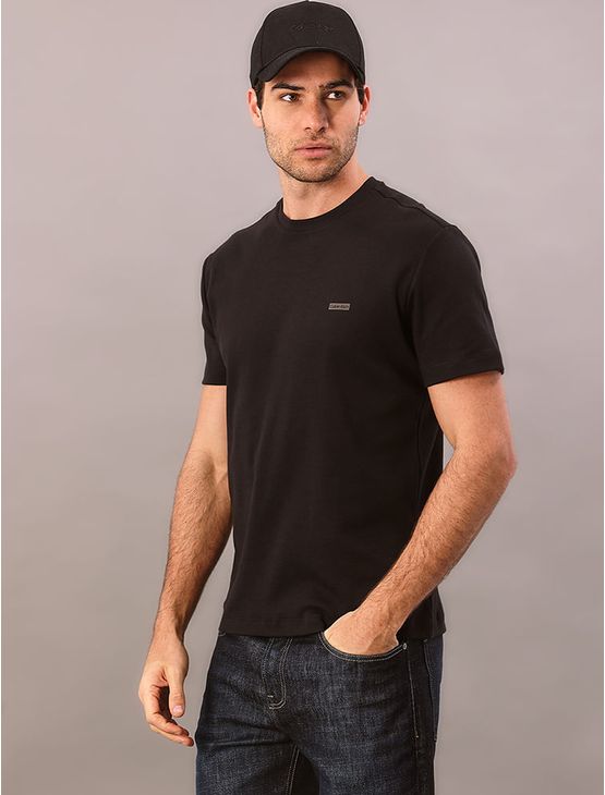 Camiseta Manga Curta Calvin Klein Masculino Suedine Aop - Preto Camiseta Manga Curta Calvin Klein Masculino Suedine Aop Preto p