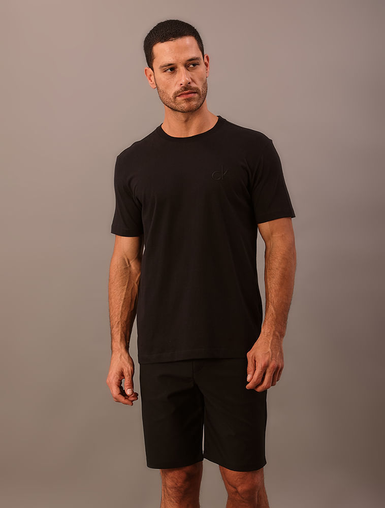 Camiseta Manga Curta Calvin Klein Masculino Calvin Klein Bordado - Preto