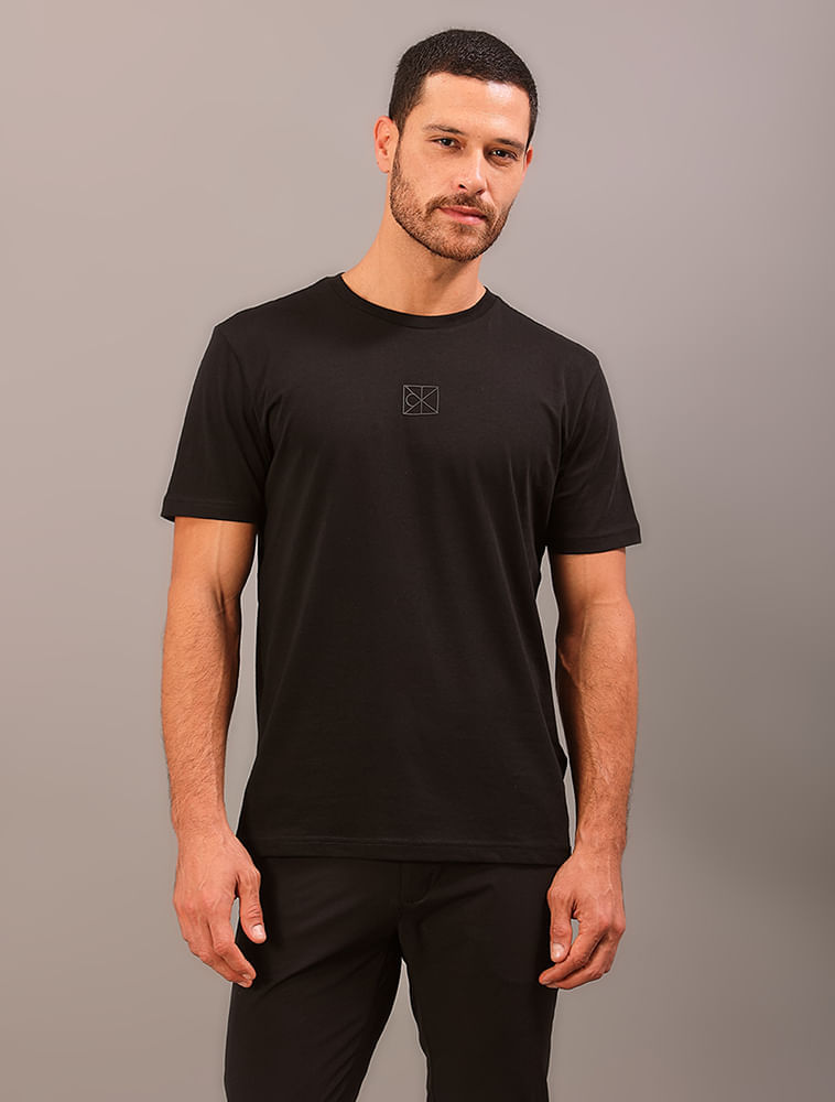Camiseta Manga Curta Calvin Klein Masculino Rubber Patch Aop - Preto