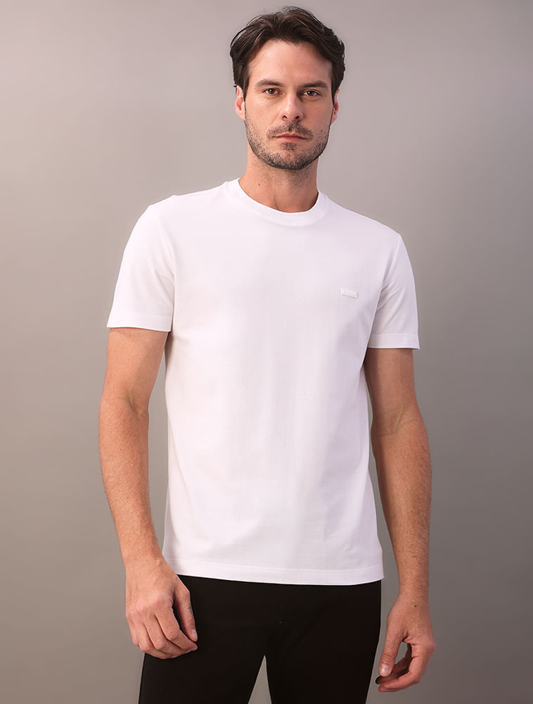 Camiseta Masculina Piquet Patch Borracha Calvin Klein - Branco 2