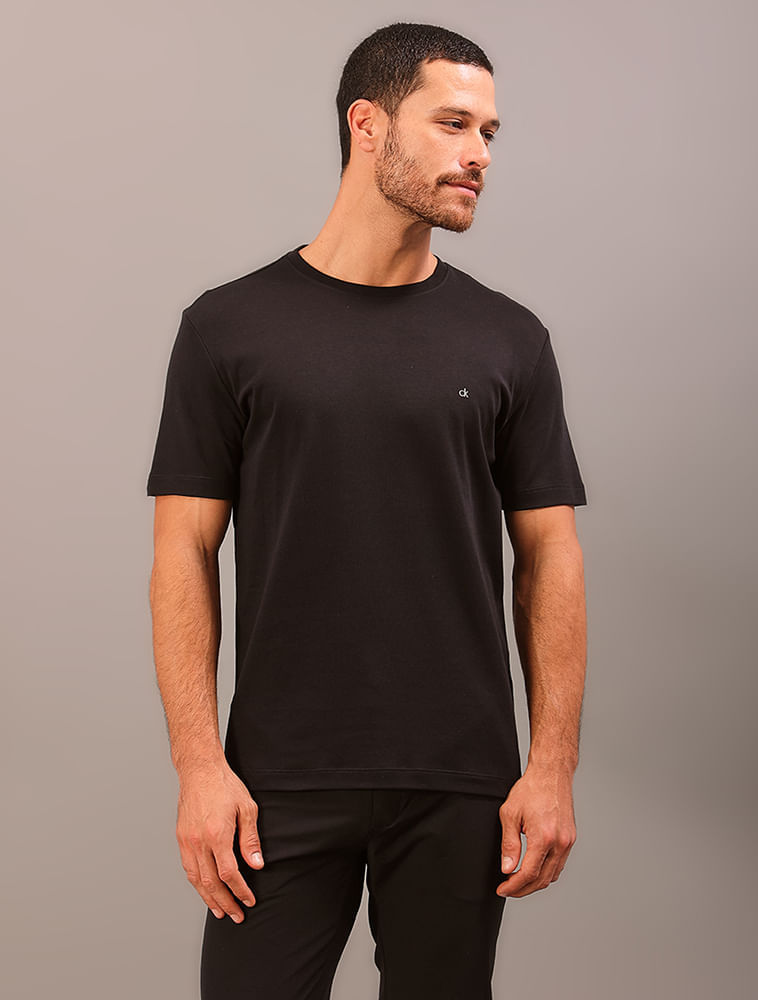 Camiseta Manga Curta Calvin Klein Masculina Pima - Preto