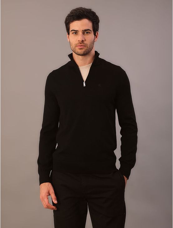 Suéter Calvin Klein Gl Alta Meio Zíper - Preto Suéter Calvin Klein Gl Alta Meio Zíper Preto p