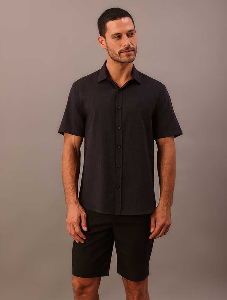 Camisa Manga Curta Cotton Flamê - Marinho
