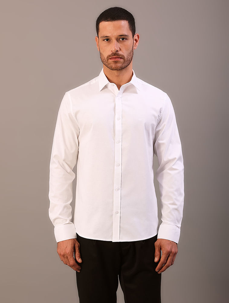 Camisa Manga Longa Regular Oxford Com Elastano - Branco