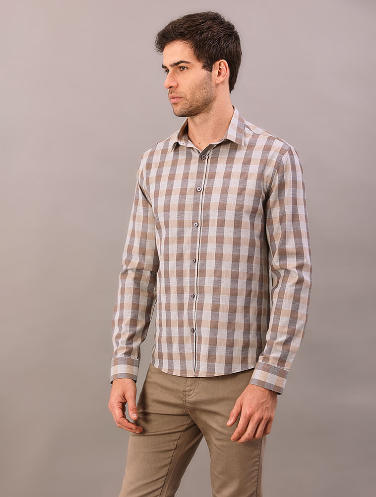 Camisa Manga Longa Slim Heather - Mescla