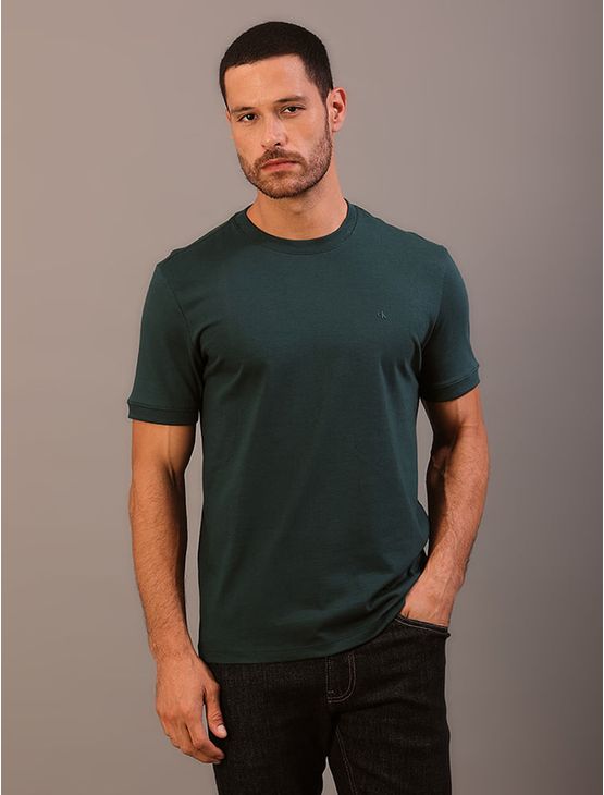 Camiseta Manga Curta Calvin Klein Jeans Masculino Malhão Com Punhos - Verde Médio Camiseta Manga Curta Calvin Klein Jeans Masculino Malhão Com Punhos Verde Médio p