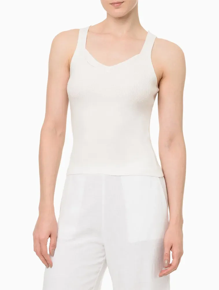 Top Feminino Tricot Cropped Calvin Klein Jeans - Areia