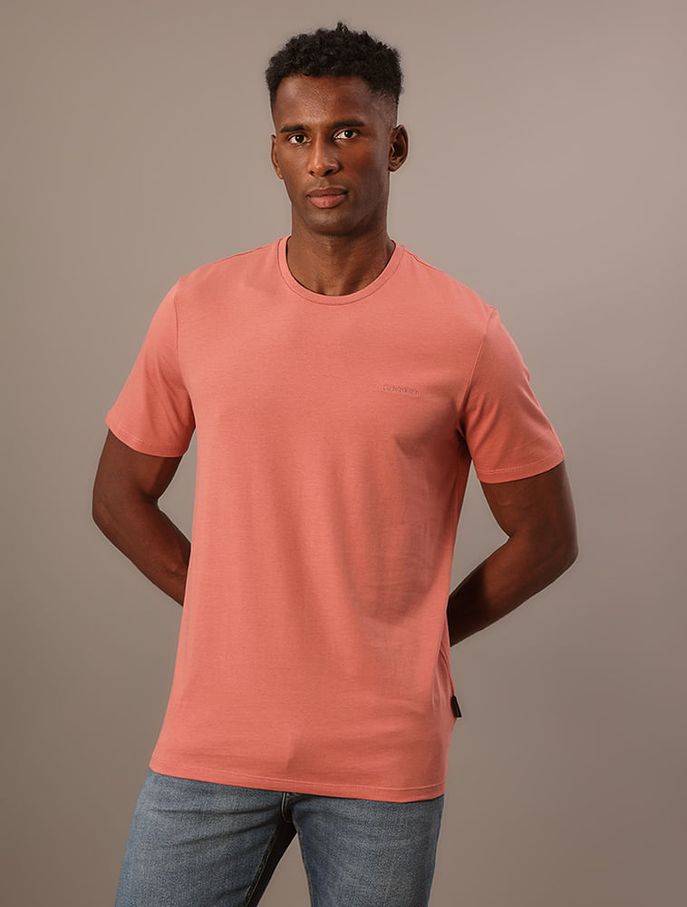 Camiseta Masculina Gola Careca Solid Liquid - Ferrugem — Calvin Klein