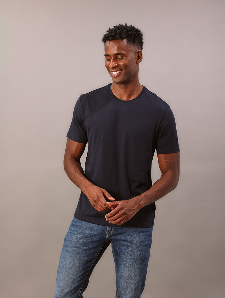 Camiseta Masculina Gola Careca Solid Liquid - Marinho
