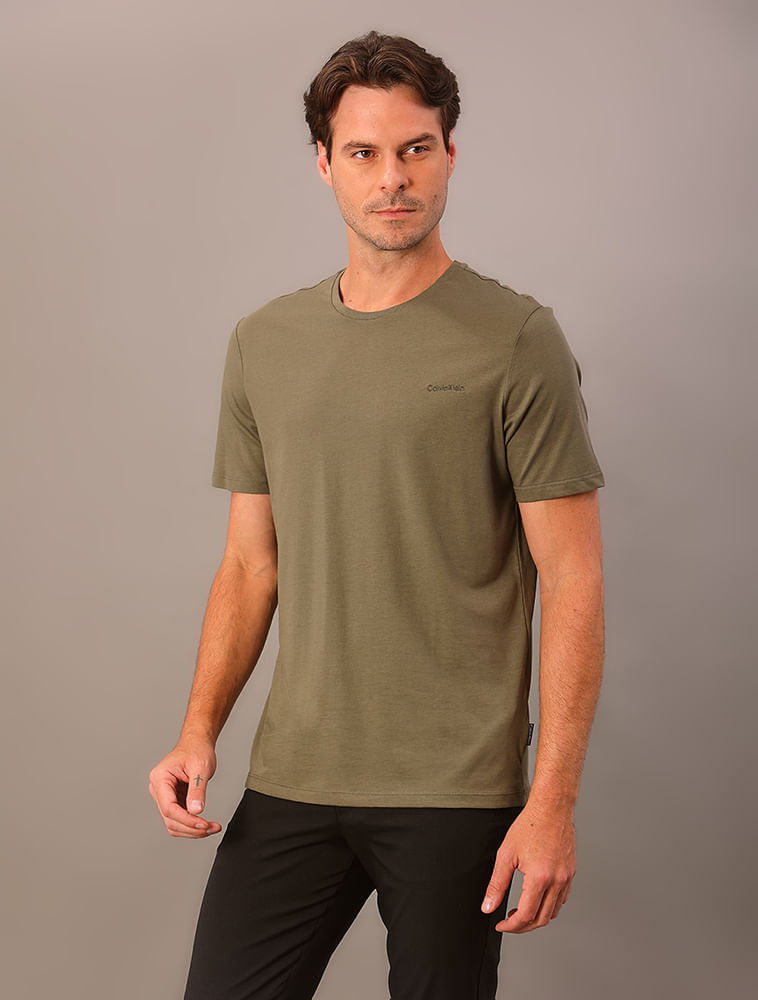 Camiseta Masculina Gola Careca Solid Liquid - Oliva