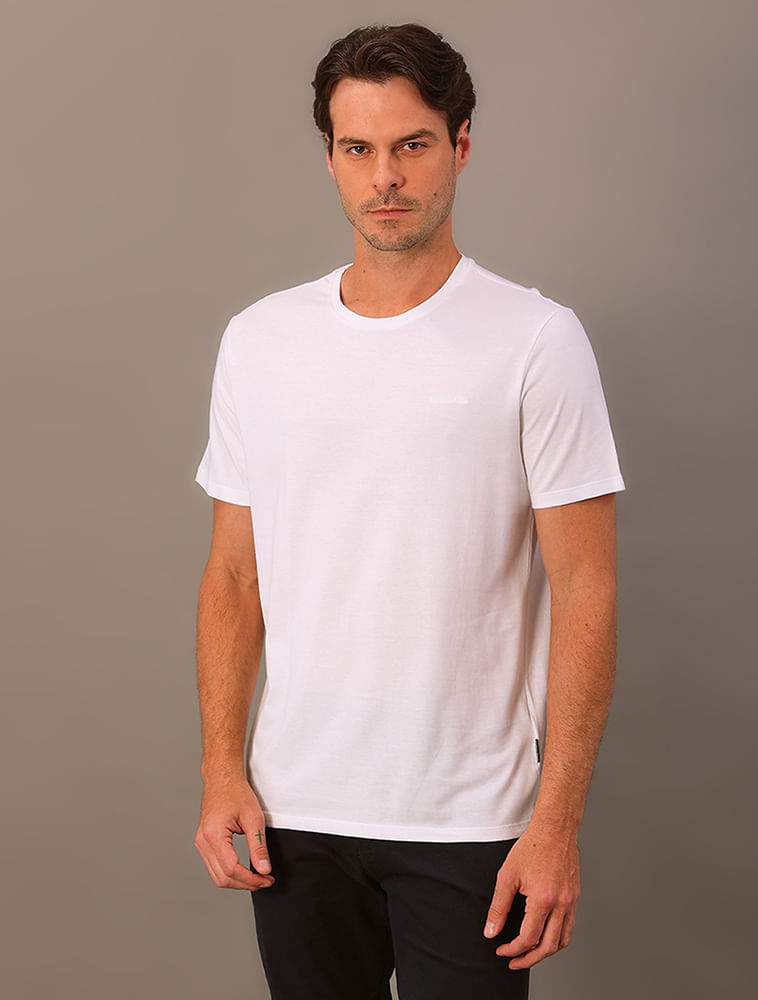 Camiseta Masculina Gola Careca Solid Liquid - Branco