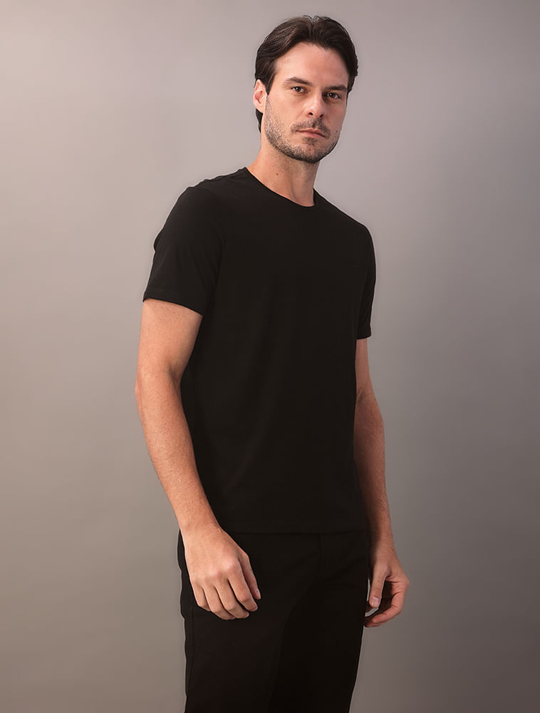 Camiseta Masculina Gola Careca Solid Liquid - Preto